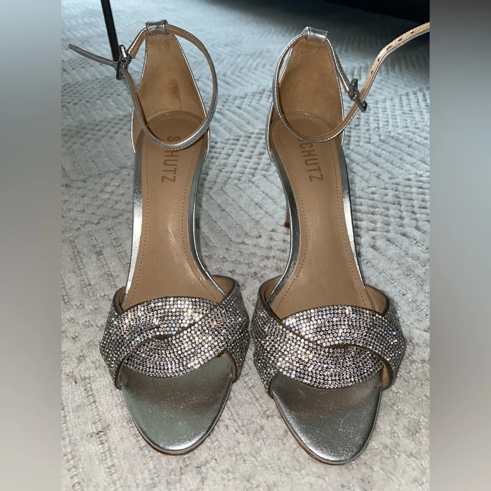 SCHUTZ JOLITA SILVER LEATHER SANDAL
